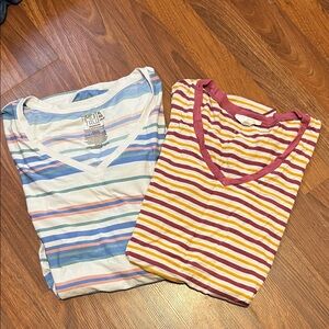 Time and Tru Striped Short Sleeve Tees - Multicolor